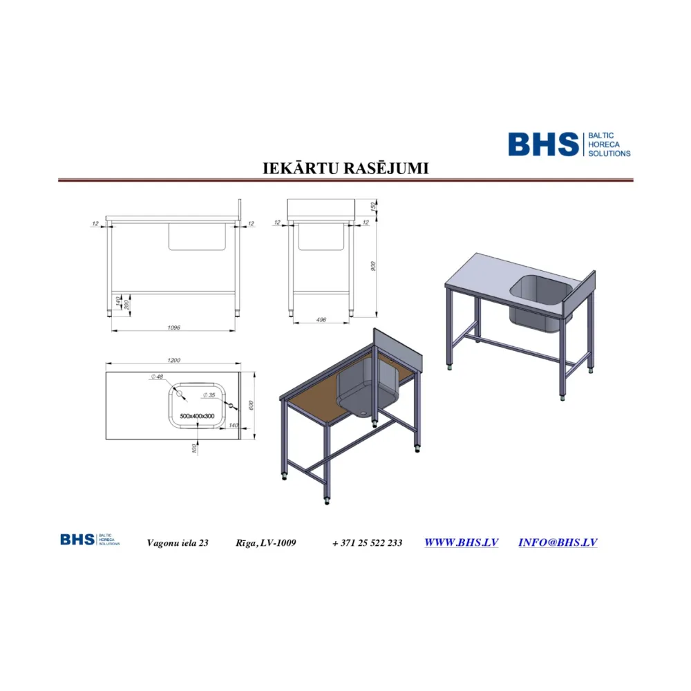 Table de cuisine avec évier 1200