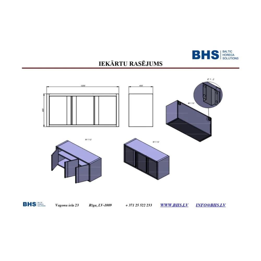 Elegantais sienas skapis ar vērāmām durvīm