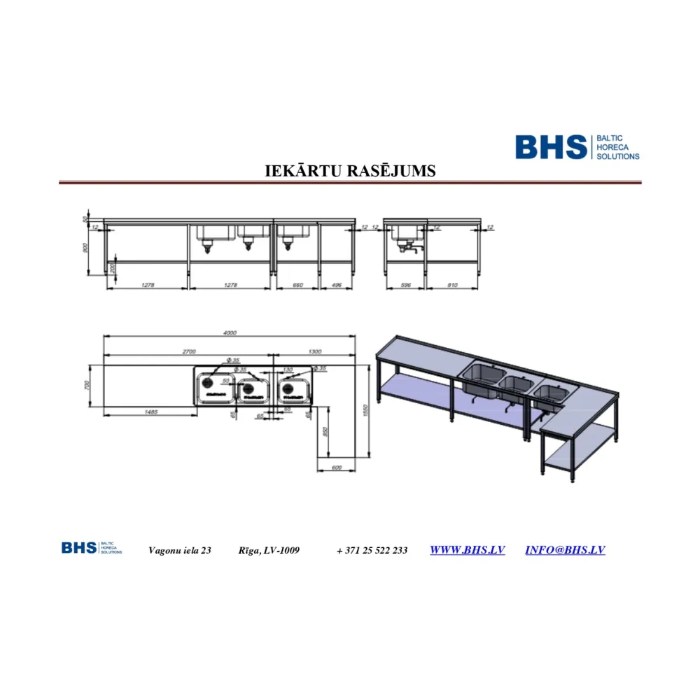 N/t galds ar 3 izlietnēm