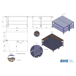 N/t darba galds-sala ar 2 plauktiem 1800mm