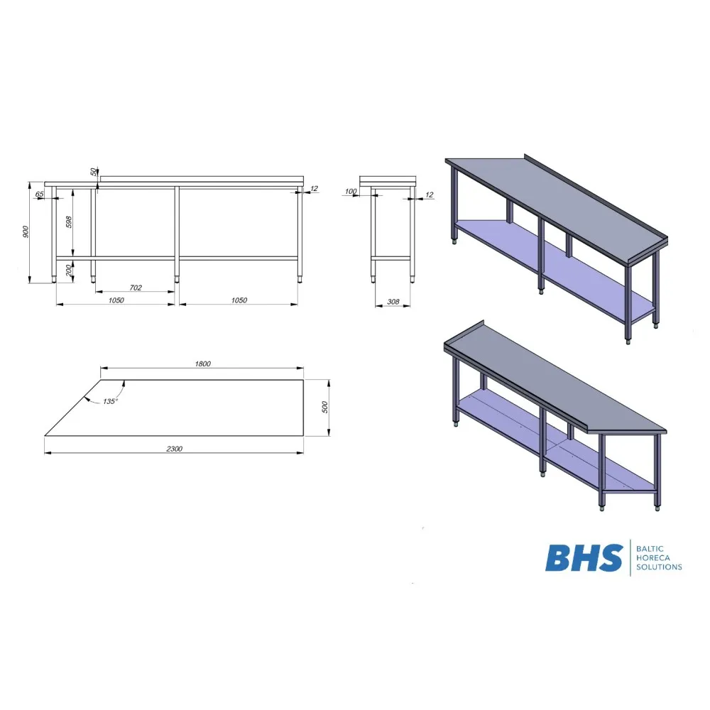 Inovatīvs virtuves darba galds ar plauktu