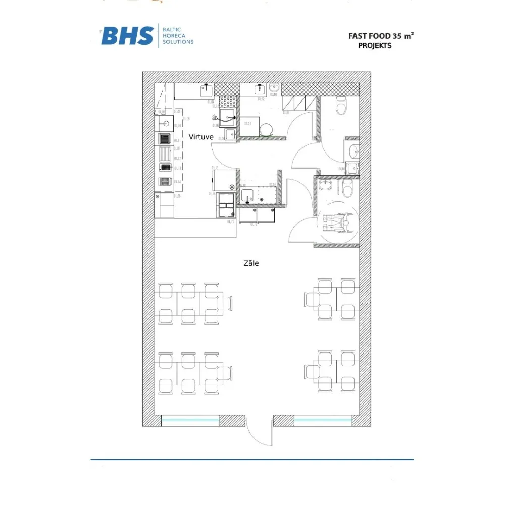 Fast Food Kitchen Design 35 m²