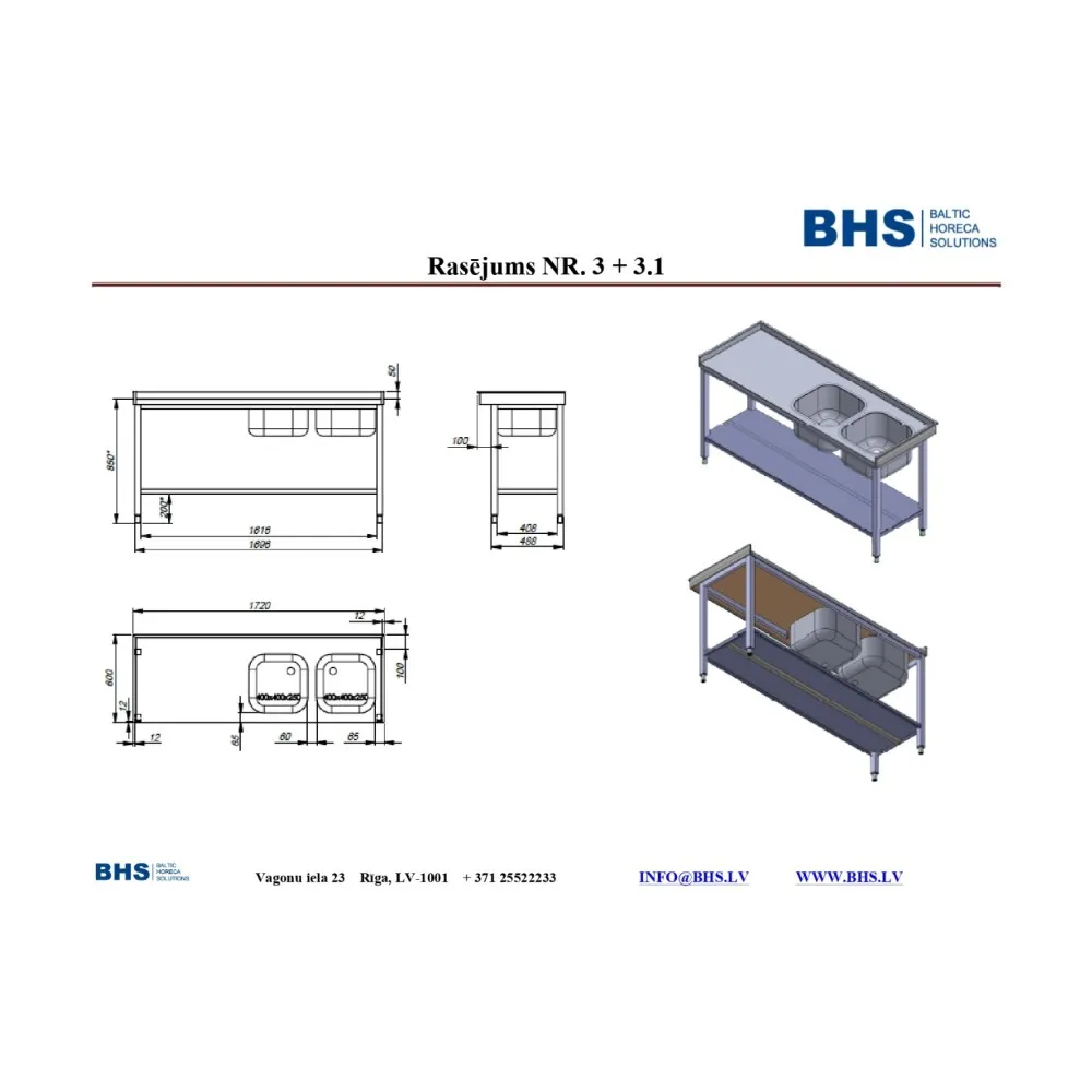 Cuisine Élégante : Table à Deux Éviers