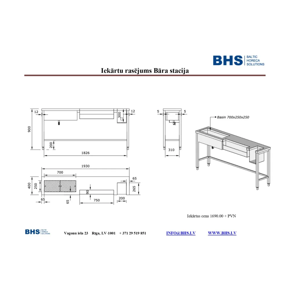 Kokteilide baarijaam 1930 mm