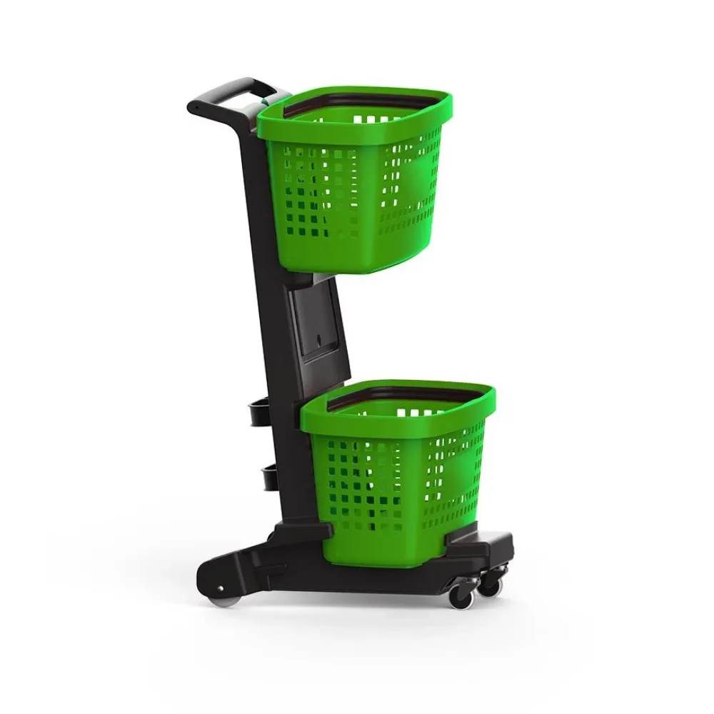 Compact Shopping Cart with Dual Baskets