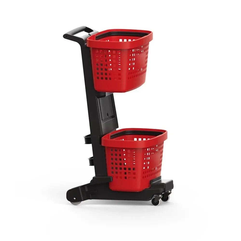 Compact Shopping Cart with Dual Baskets