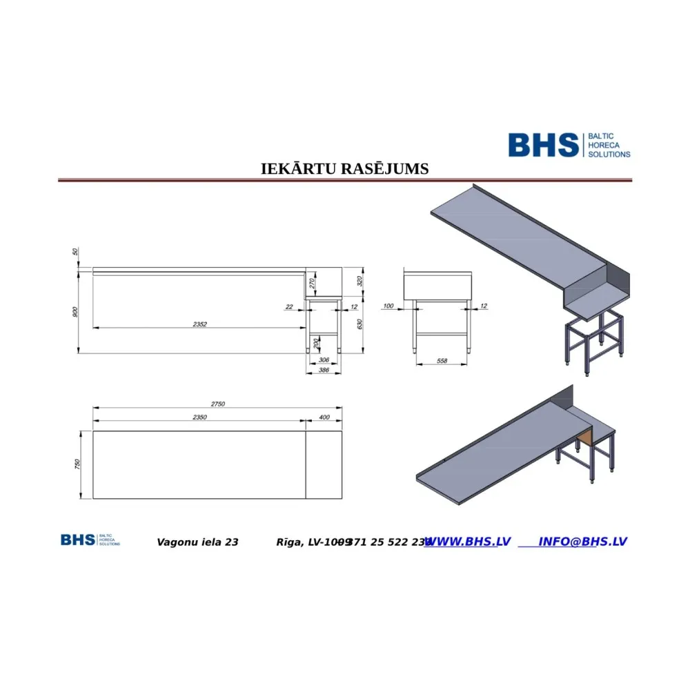 Table de travail Fast-food Bus