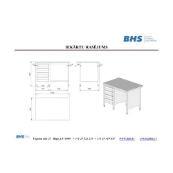 Nerūsējošā tērauda centrālais galds ar 4 atvilktnēm