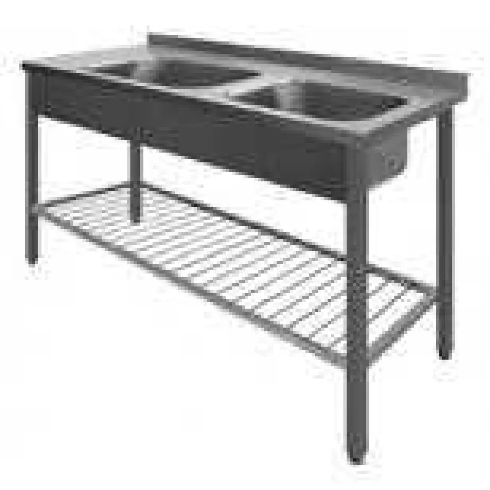 Divi izlietņu galds ar plauktu