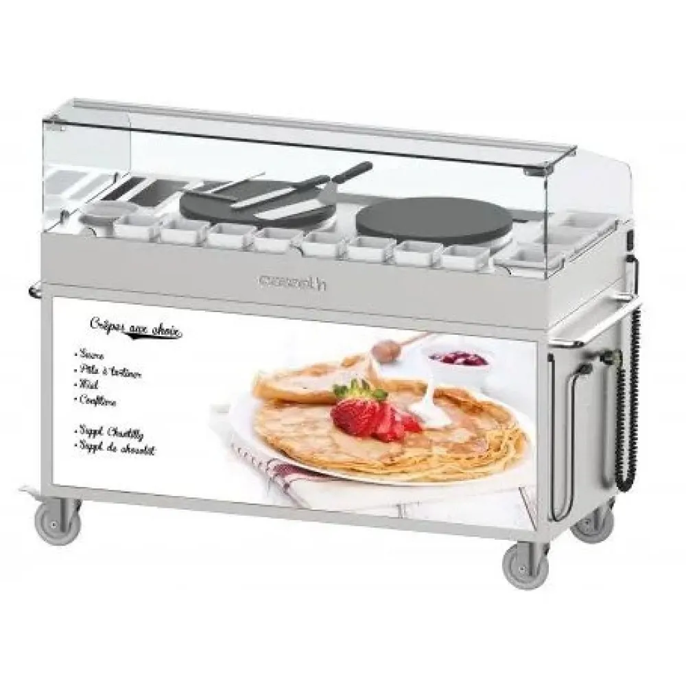 Premium Double Electric Crepe Maker Trolley