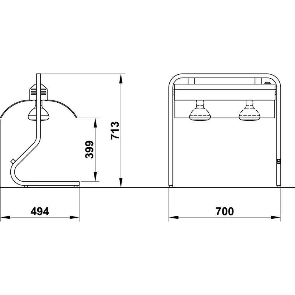 Support Chauffant Autonome avec Lampes Infrarouges Infra 2/1 AL