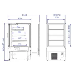 Konditorejas vitrīna INNOVA 140.170