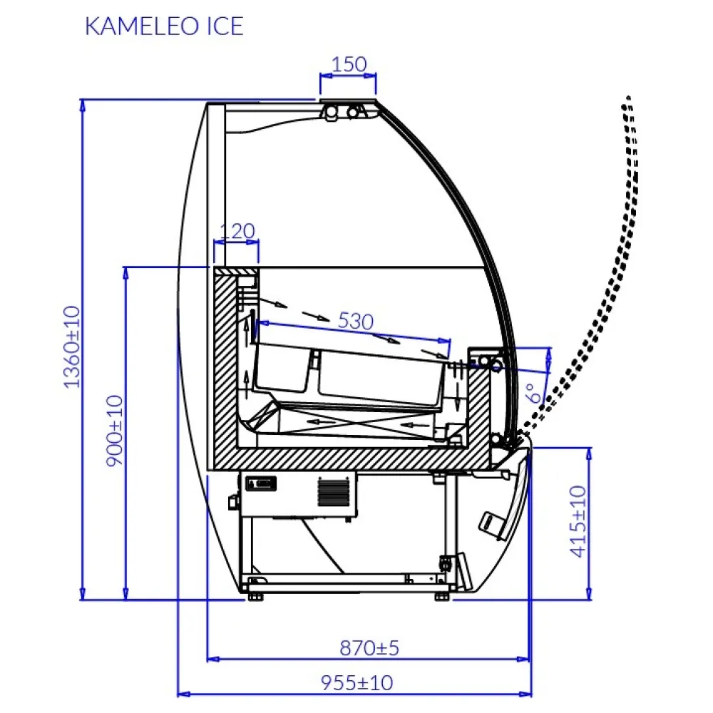 Витрина для мороженого KAMELEO ICE 1400 мм