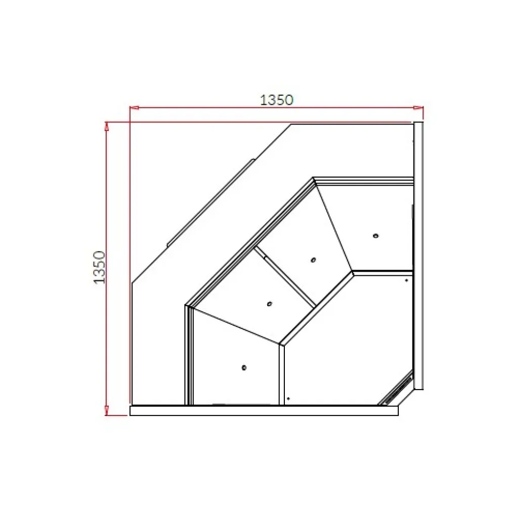 Aukstā vitrīna SAMOS DEEP NW REMOTE - 1340 mm stūrī