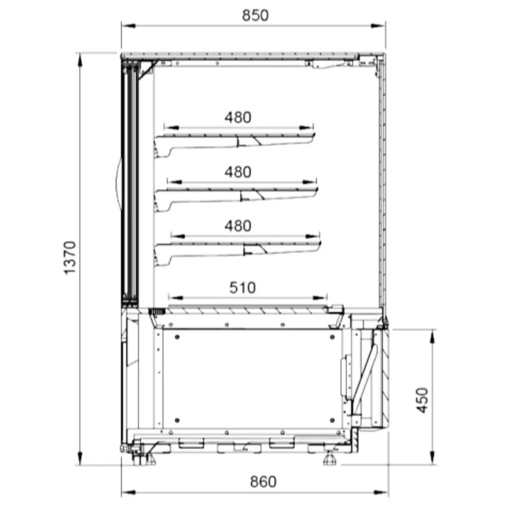 Rafaello konditerijos vitrina 650 mm