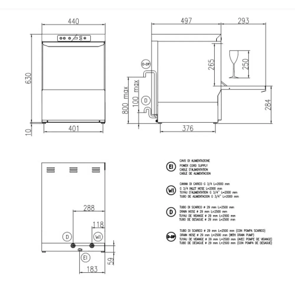 Klaaside professionaalne nõudepesumasin FK 35