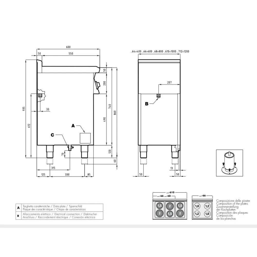 Professionaalne Staatiline Elektripliit Ahjuga CF6-610ETX
