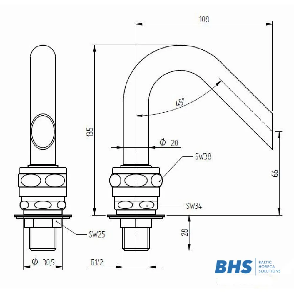 Смеситель ATENA для кухни с 1/4 оборота