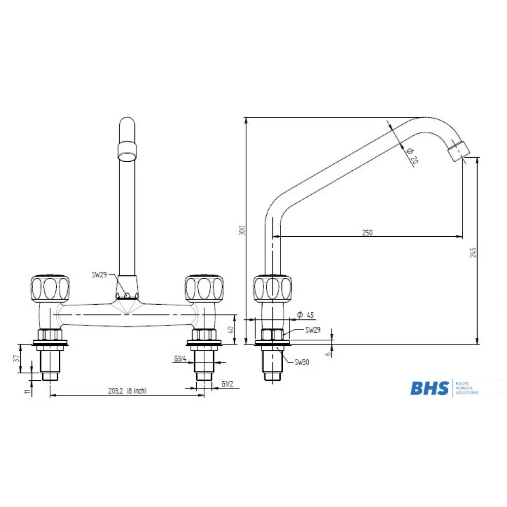 Кран водопроводный 20152 с двумя отверстиями