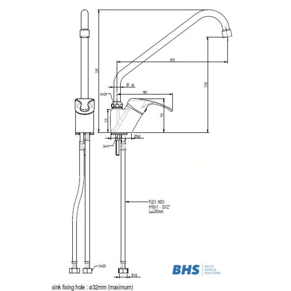 Кран для кухни 20216 с круглой ручкой