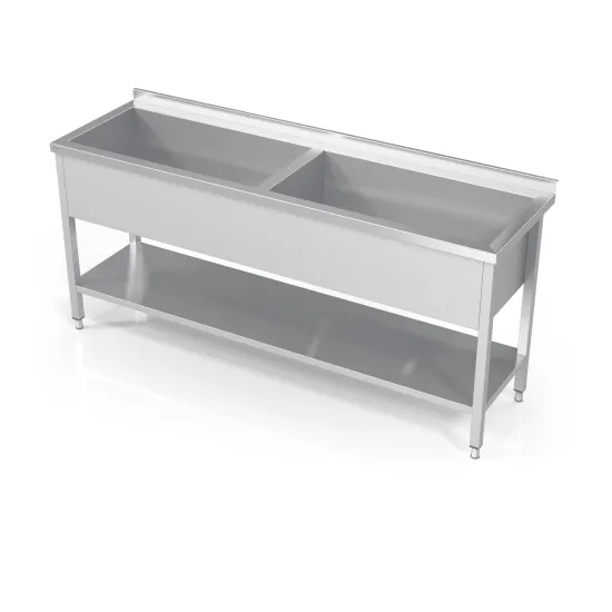 Kaheosaline pottide pesuvalamu riiuliga