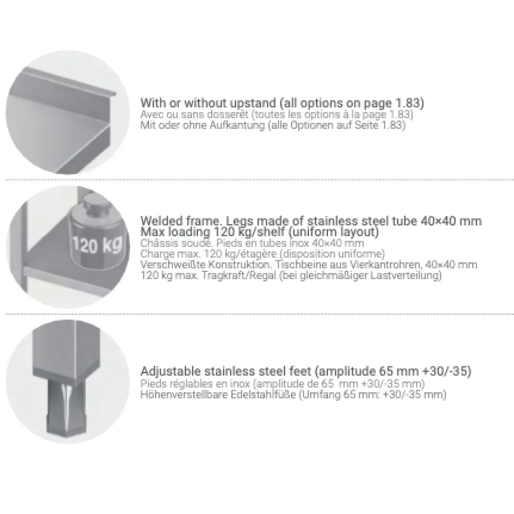 Kohandatud metalltabel kahel riiulil