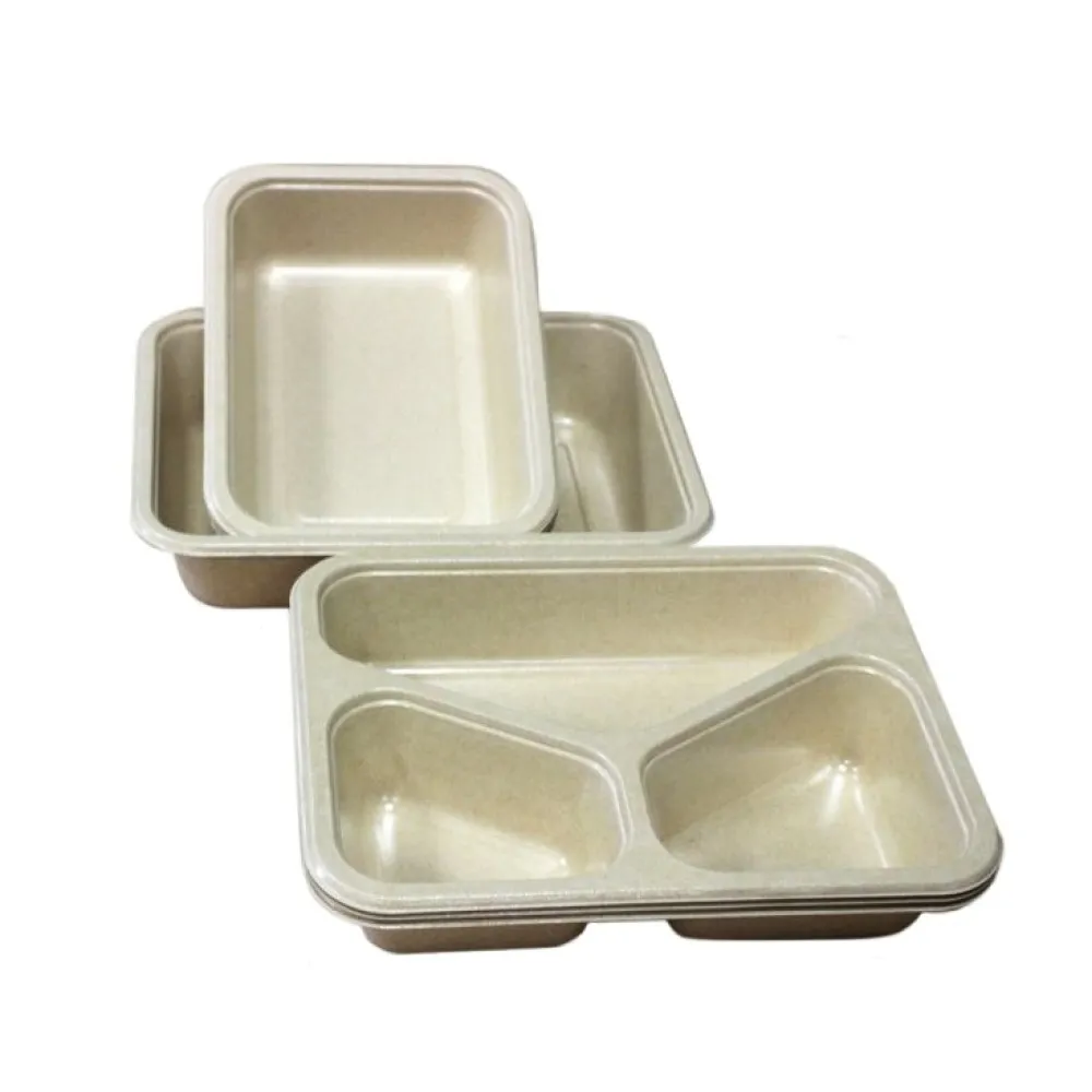 Plateaux à vide compostables à 3 compartiments