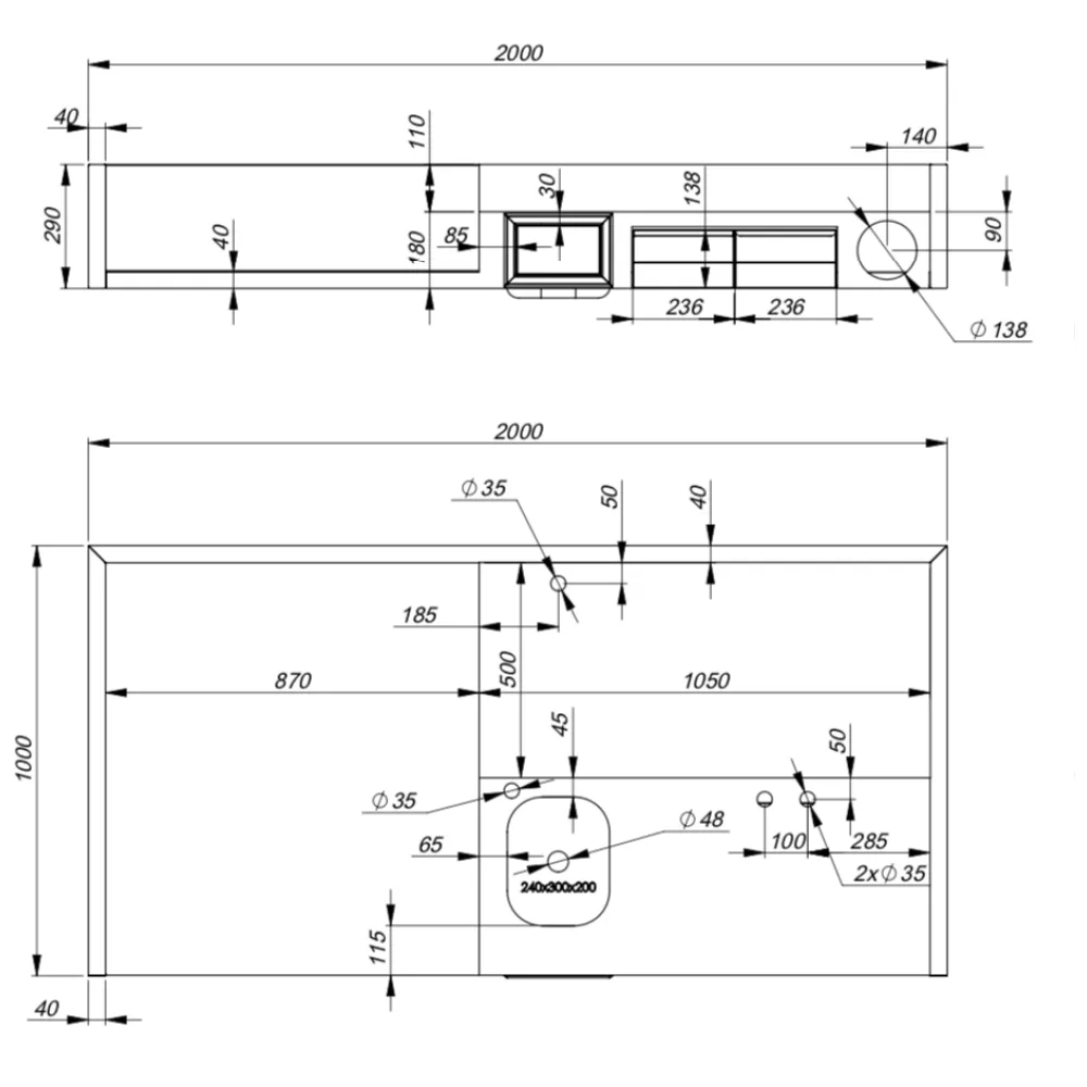 Projektai - Darbo paviršius su kriaukle