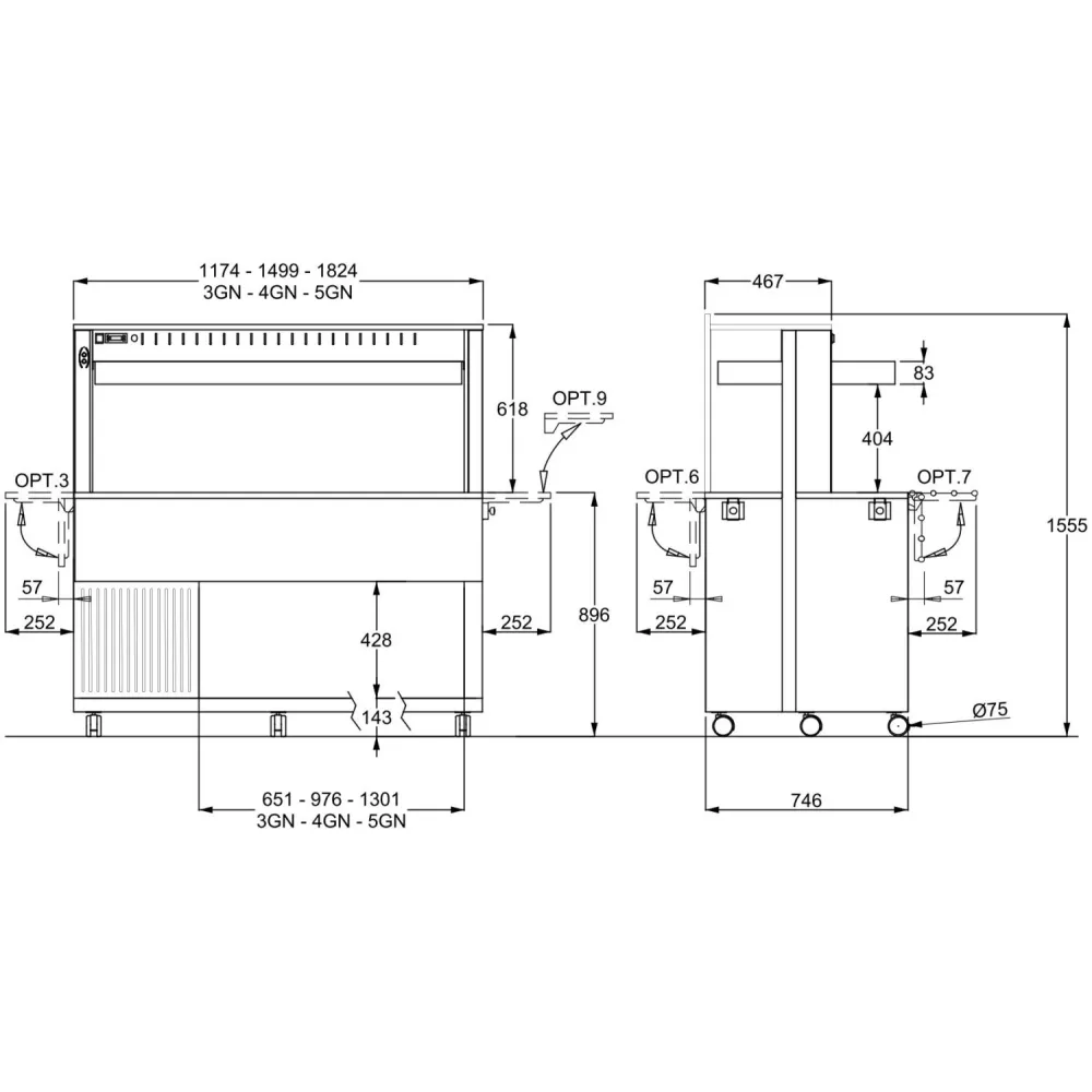 ŠALTASIS STALAS-BUFETAS ATHENA 5 PR/M