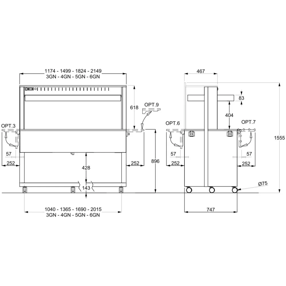 Buffet Chaud Marmite ATHENA 6 BM/W