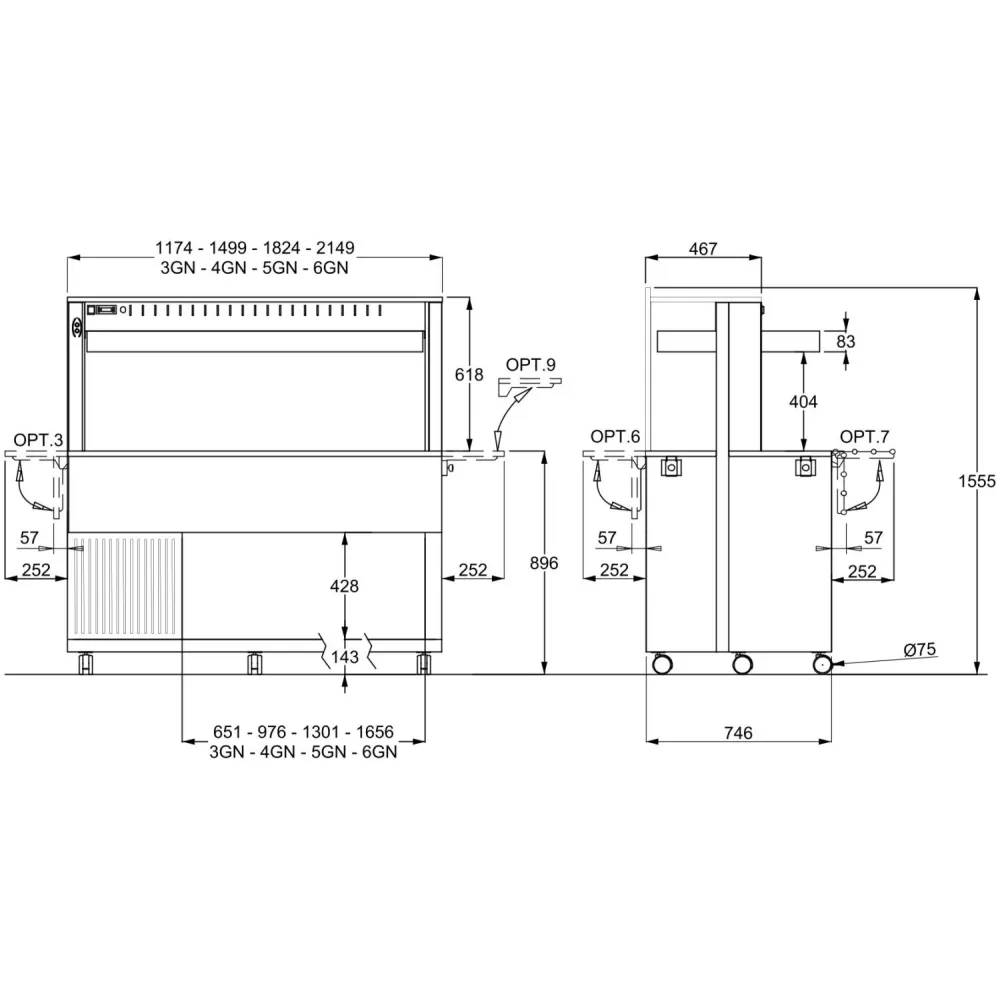 Buffet Réfrigéré ATHENA 6 R/W
