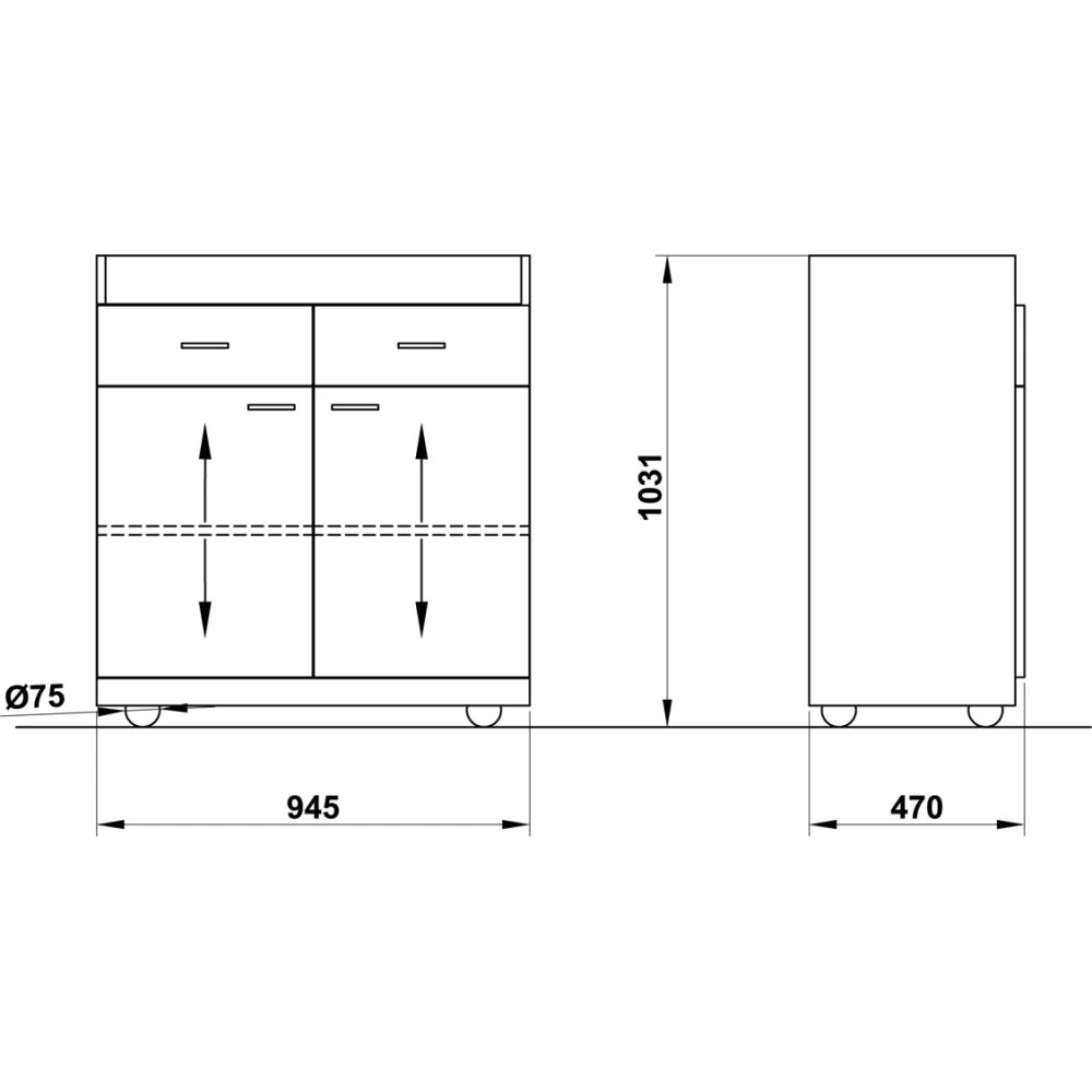 Viesmīļu servēšanas stacija uz ritenīšiem Perseo B2