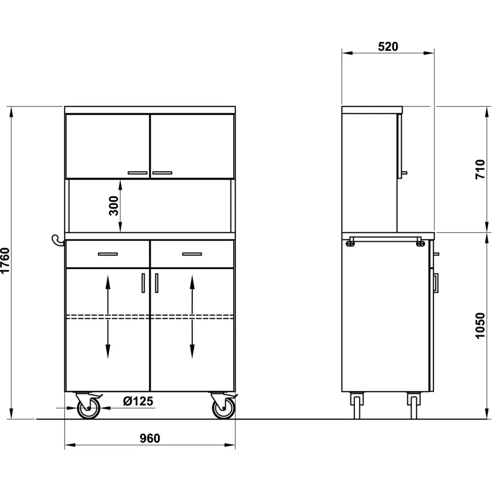 Nerūsējošā tērauda viesmīļu servēšanas stacija Polar2Ch