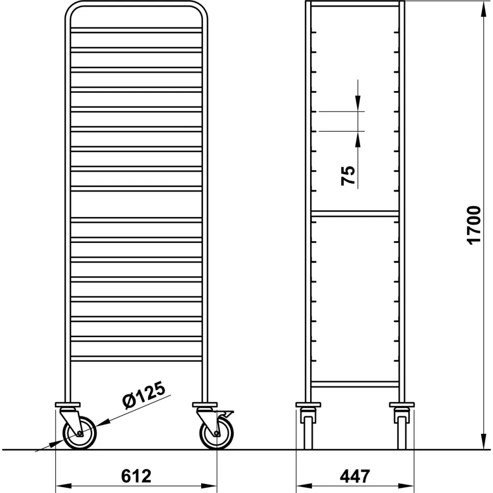 Rati paplātēm VEGA GN1/1 L18 - Pilnībā pielāgojami