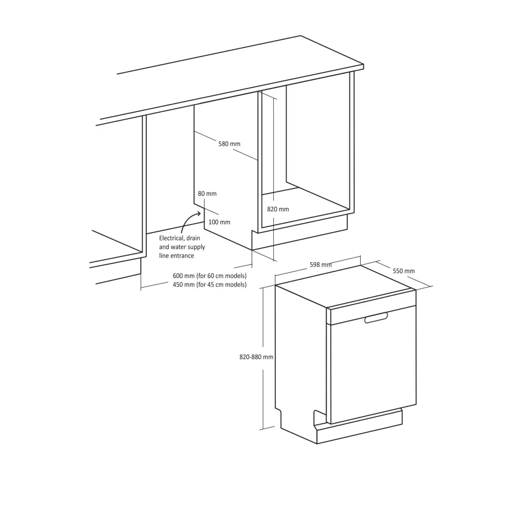 Iebūvējamā trauku mazgājamā mašīna SFO 3802 W