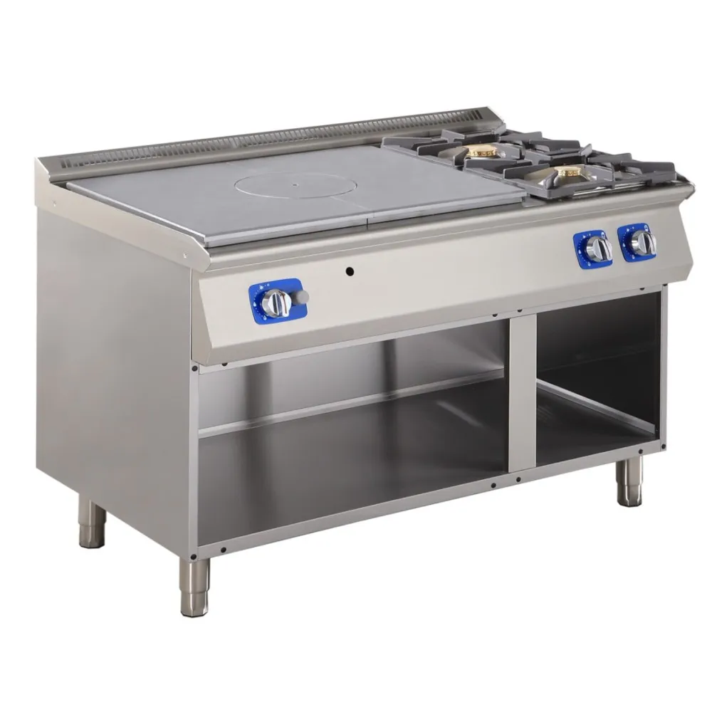 Gāzes plīts ar čuguna virsmu un jaudīgiem degļiem 21,3 kW