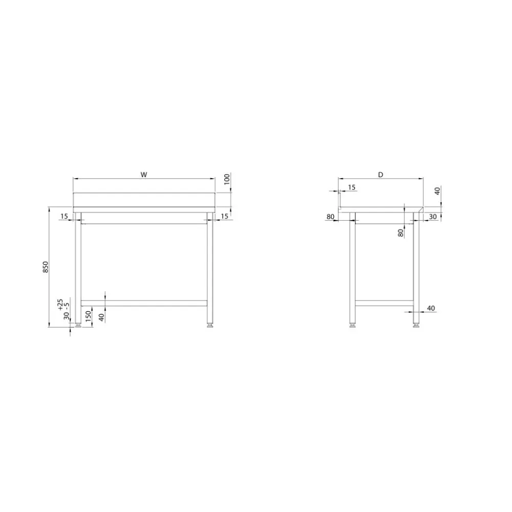Metalinis stalas su lentyna 1200