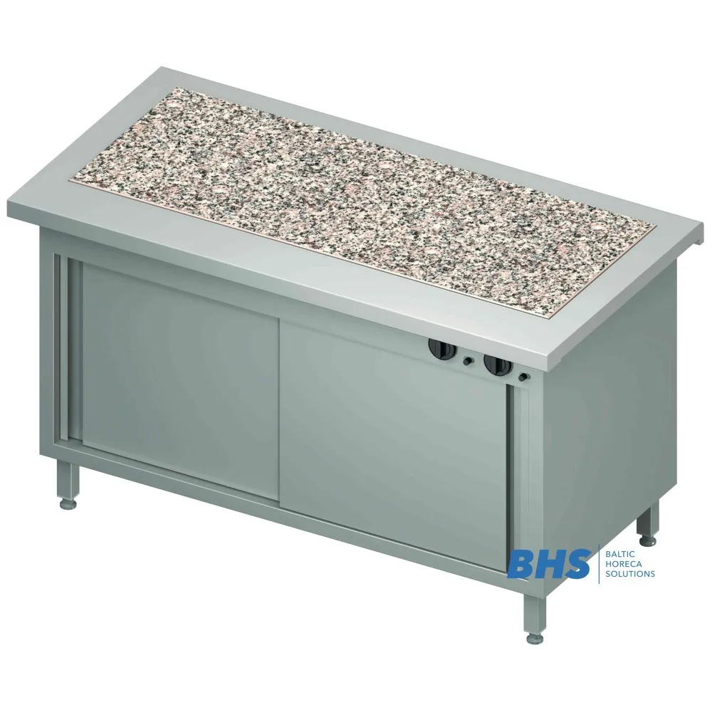 Plan de travail en granit chaud 3 GN1/1 avec armoire chauffante
