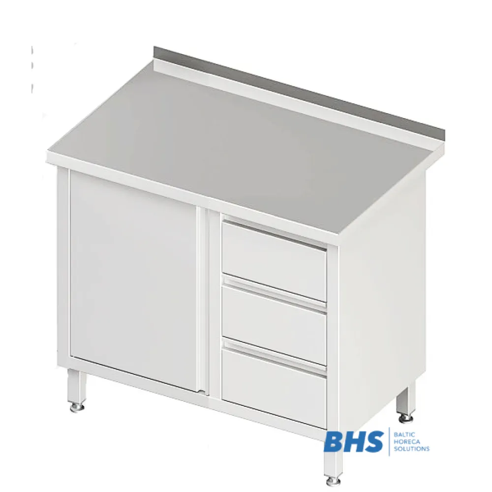 Table de travail avec 3 tiroirs et porte fermante - 1000 mm