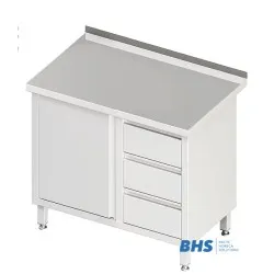 Table with 3 drawers and shutting door 800 mm