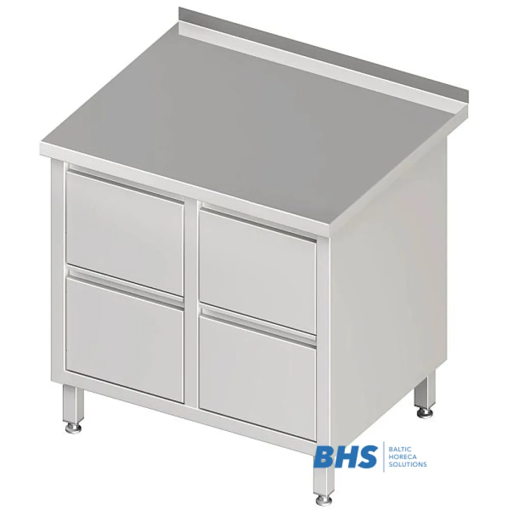 Metalinis stalas su 4 praktiškais stalčiais