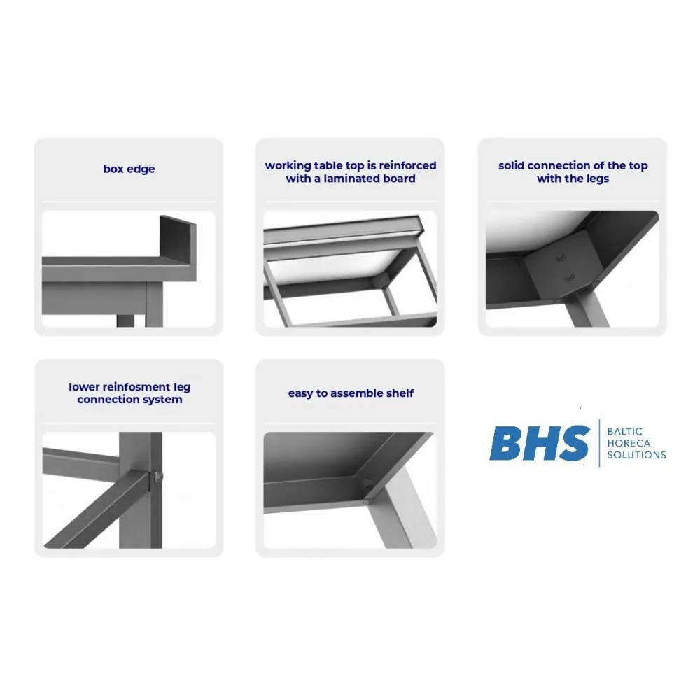 Roostevabast terasest kesktabel koos riiuliga