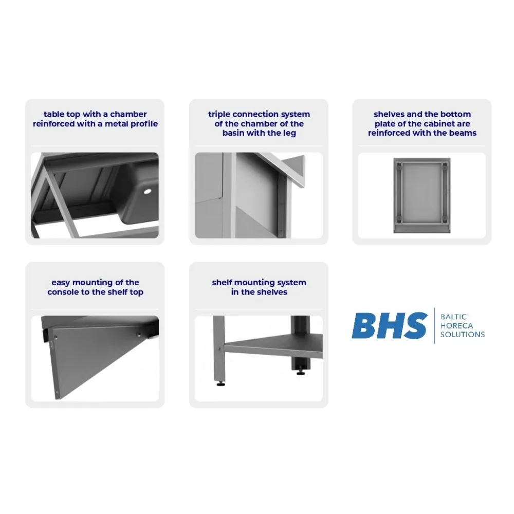 Roostevabast terasest kesktabel koos riiuliga