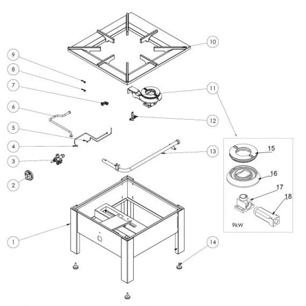 Jaunā paaudze gāzes plīts 9.0 kW