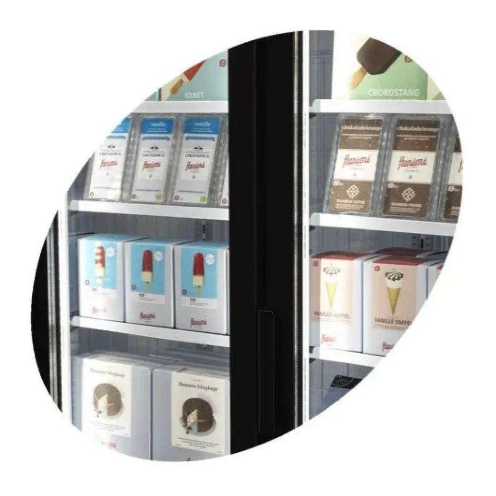 Liela tilpuma saldētava ar stikla durvīm