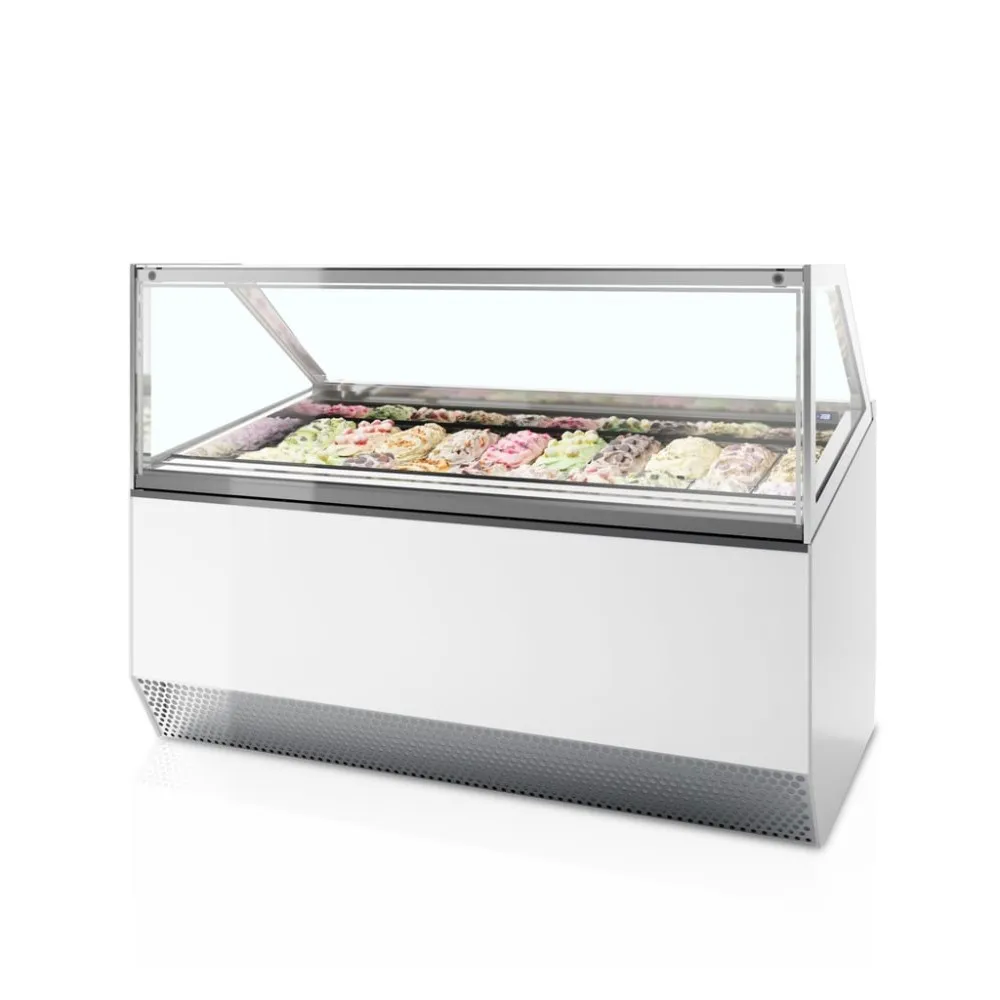 Vitrine à crème glacée professionnelle avec verre plat 1,19 m²