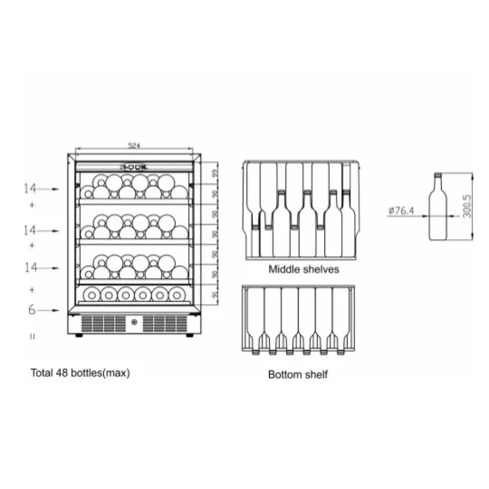 Premium Vīna Ledusskapis - 141 Litri