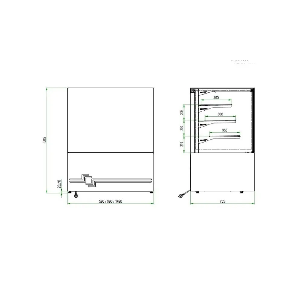 CUBE II 1500 Grab n Go konditorejas vitrīna