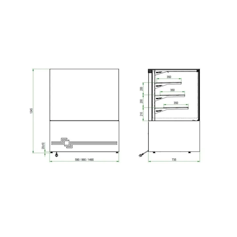 Konditorejas vitrīna CUBE II 1500