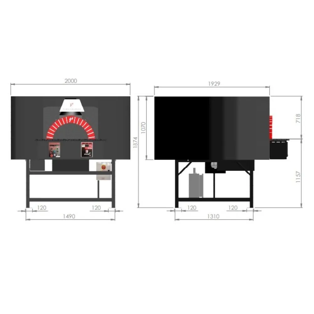 Puidust ja gaasiga pitsaahi ROTATING140